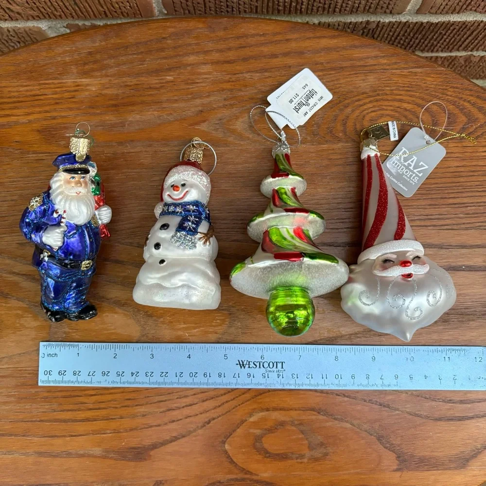 Bundle of Christmas Glass Vintage Tree Ornaments Set of 4